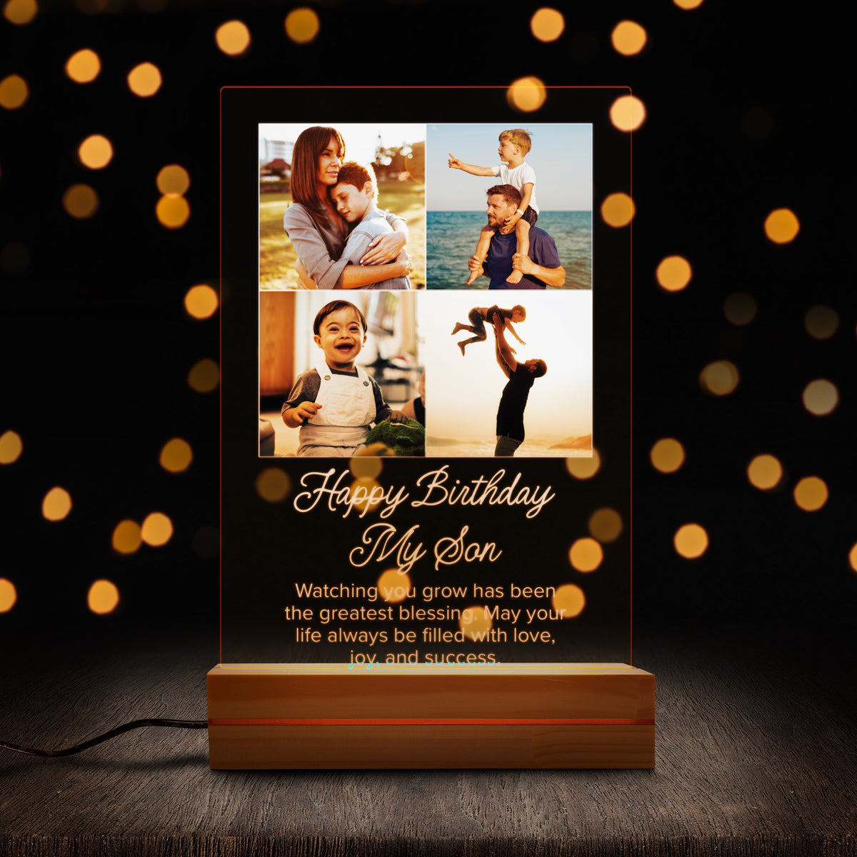 Personalised Photo Night Light for Son night light in a lifestyle setting