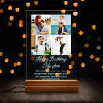 Personalised Photo Night Light for Son night light, front view lit up