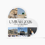 Personalised Umrah Heart Acrylic plaque in a lifestyle setting