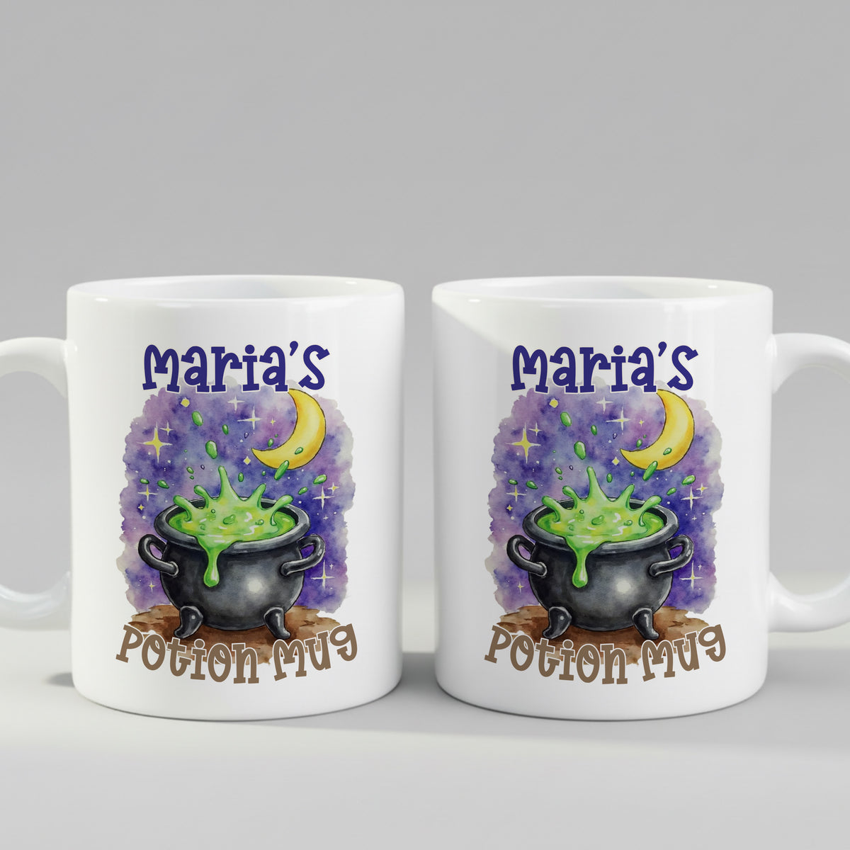 Personalised Witch Cauldron mug in close-up detail
