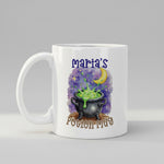 Personalised Witch Cauldron mug, front view on white background