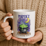 Personalised Witch Cauldron mug styled on a table setting