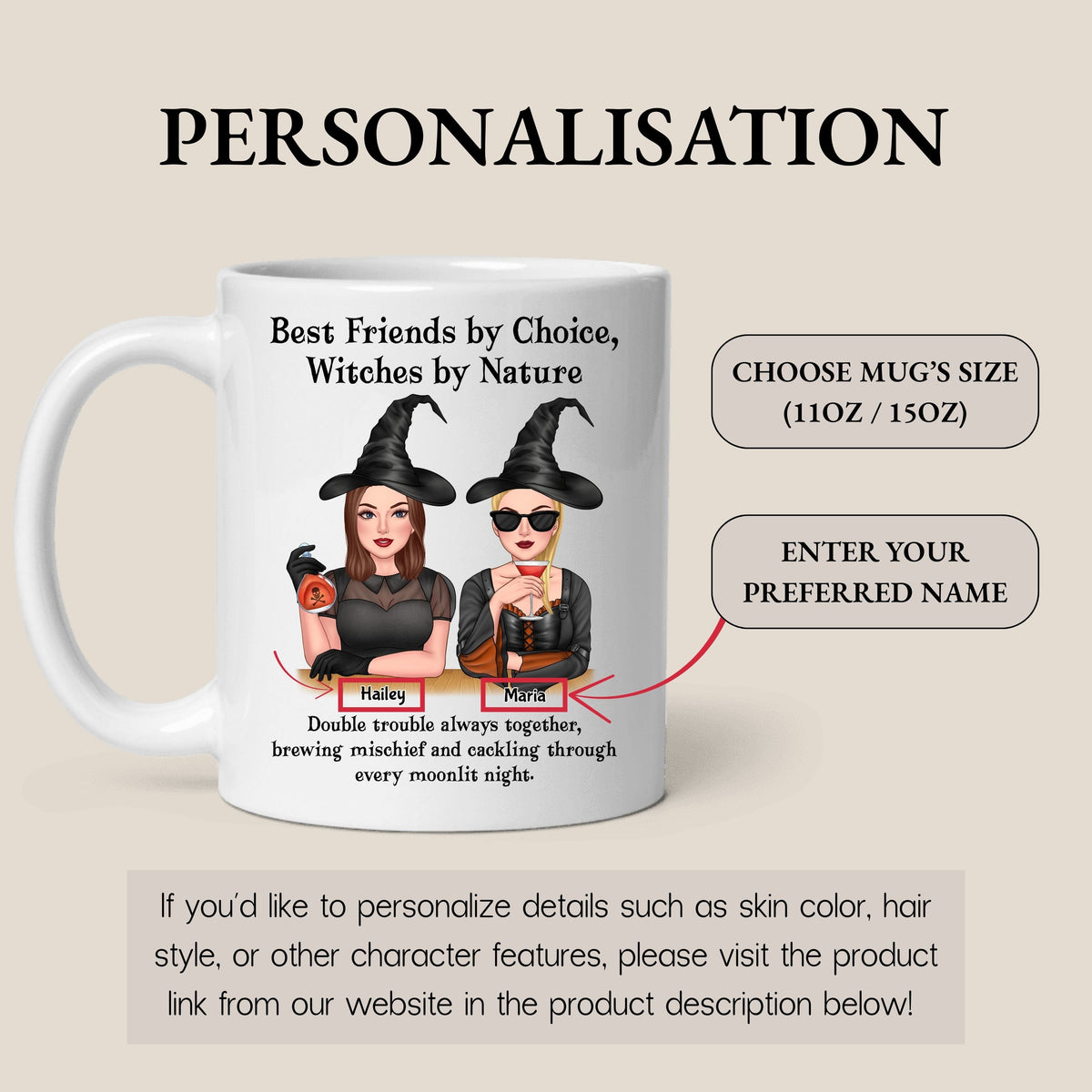 Personalised Witch mug held in hand
