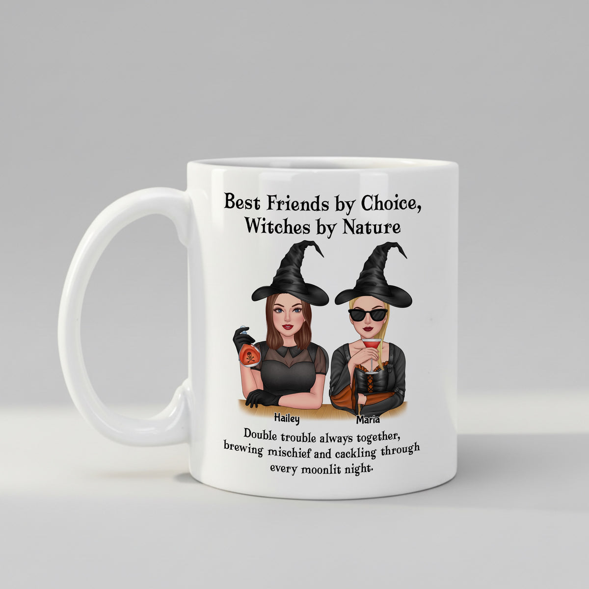 Personalised Witch mug, front view on white background
