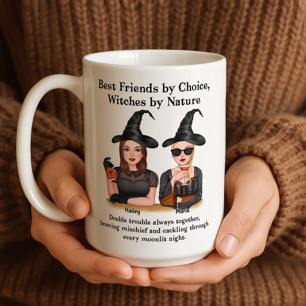 Personalised Witch mug from a side angle