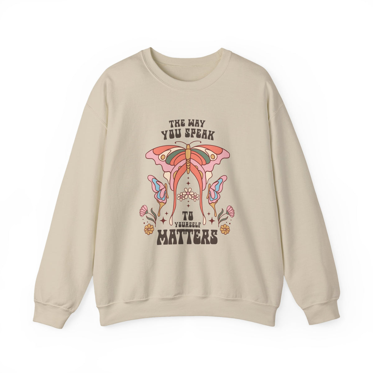 Self Love sweatshirt in a detail shot