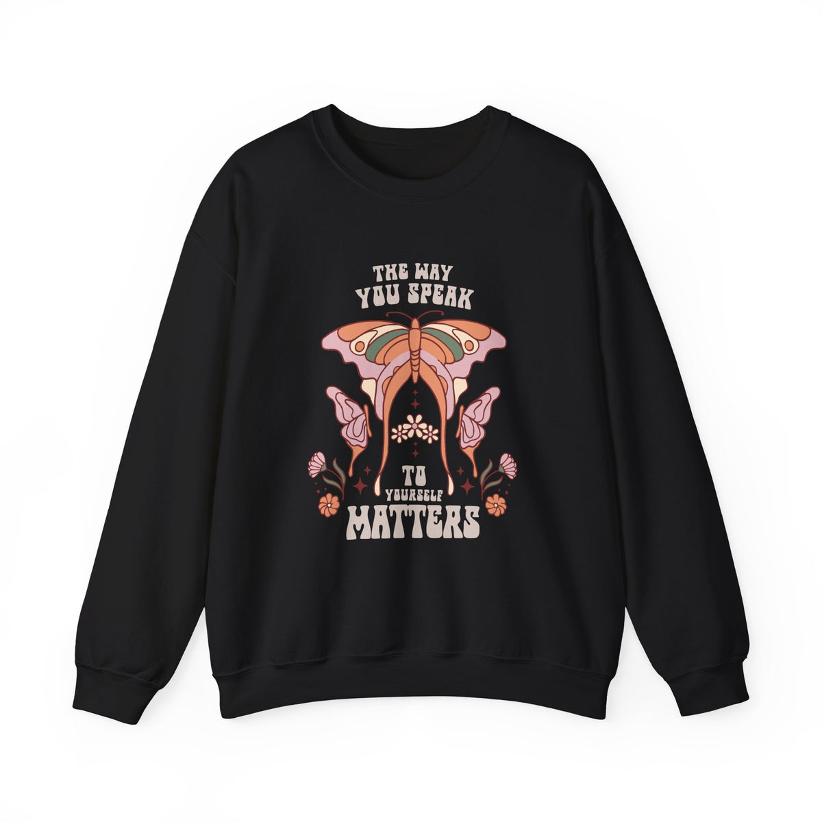 Self Love sweatshirt showing fabric texture up close