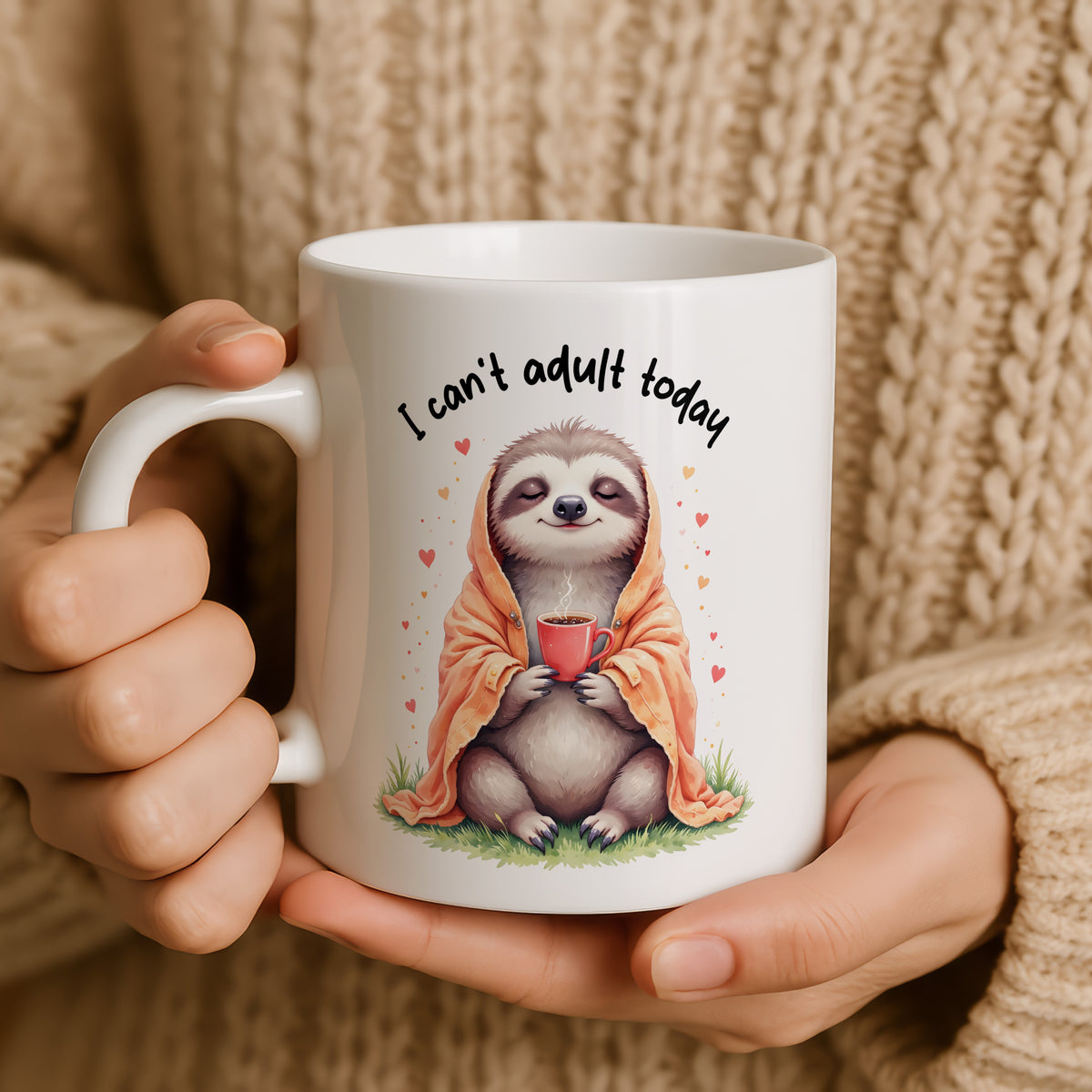 Sloth Coffee mug from a side angle