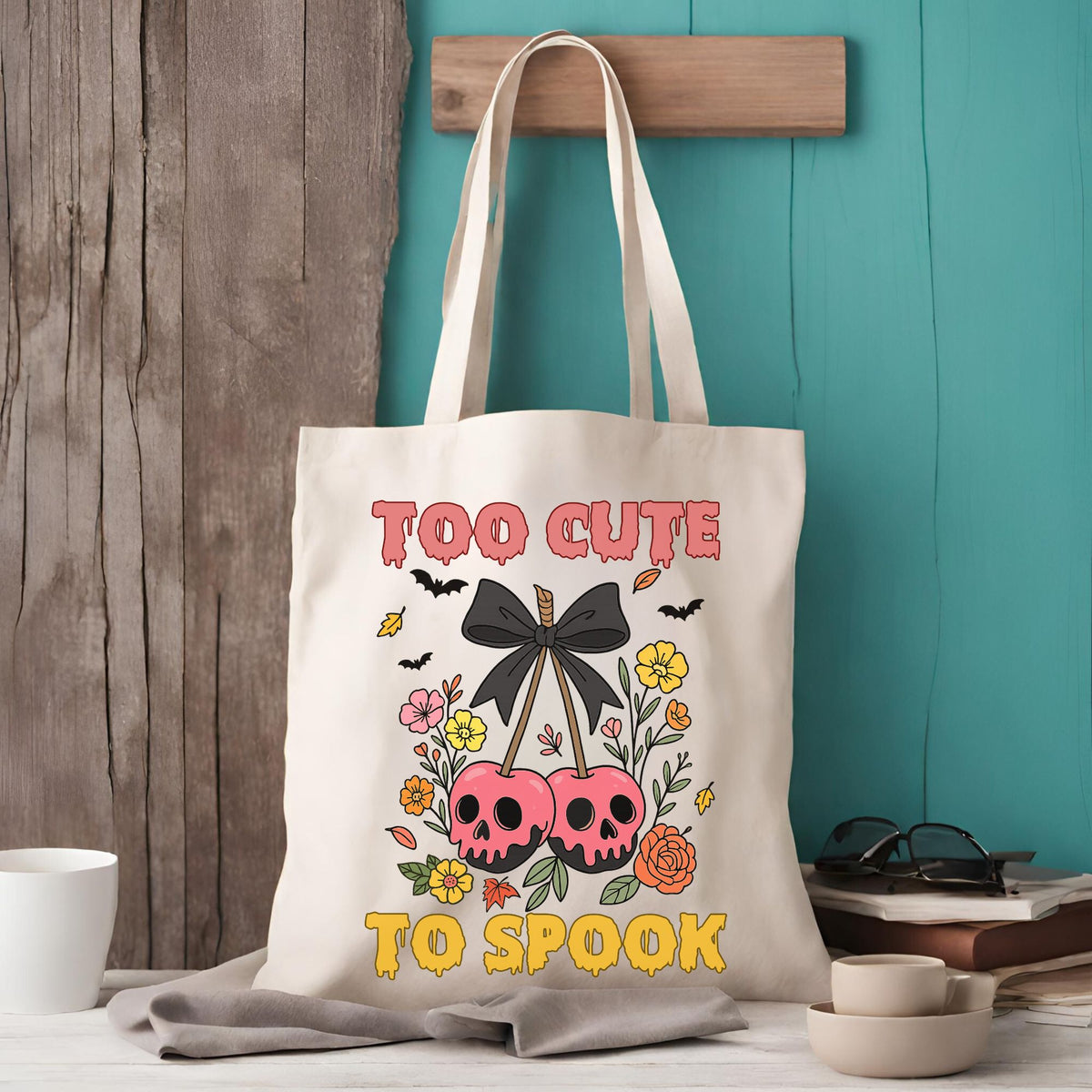 Too Cute To Spook tote bag, front view